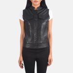 Women's Rayne Moto Black Leather Vest