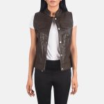 Women's Rayne Moto Brown Leather Vest