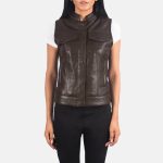 Women's Rayne Moto Brown Leather Vest