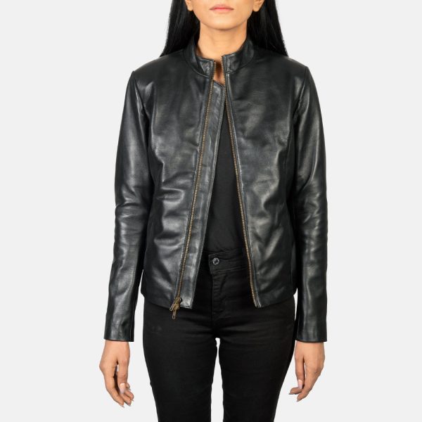 Women's Rumella Black Leather Biker Jacket