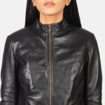 Women's Rumella Black Leather Biker Jacket