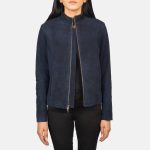 Women's Rumella Blue Leather Biker Jacket