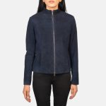 Women's Rumella Blue Leather Biker Jacket