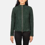 Women's Rumella Green Leather Biker Jacket
