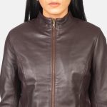 Women's Rumella Maroon Leather Biker Jacket