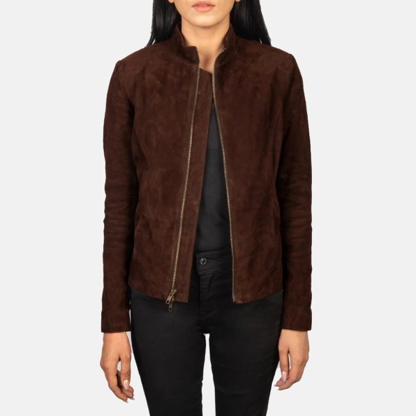 Women's Rumella Mocha Suede Leather Biker Jacket