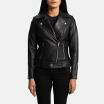 Women's Rumy Black Leather Biker Jacket