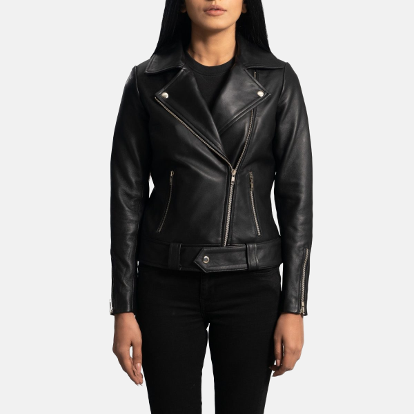 Women's Rumy Black Leather Biker Jacket