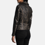 Women's Rumy Distressed Brown Leather Biker Jacket