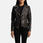 Women's Rumy Distressed Brown Leather Biker Jacket