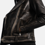 Women's Rumy Distressed Brown Leather Biker Jacket