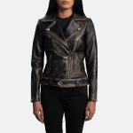 Women's Rumy Distressed Brown Leather Biker Jacket