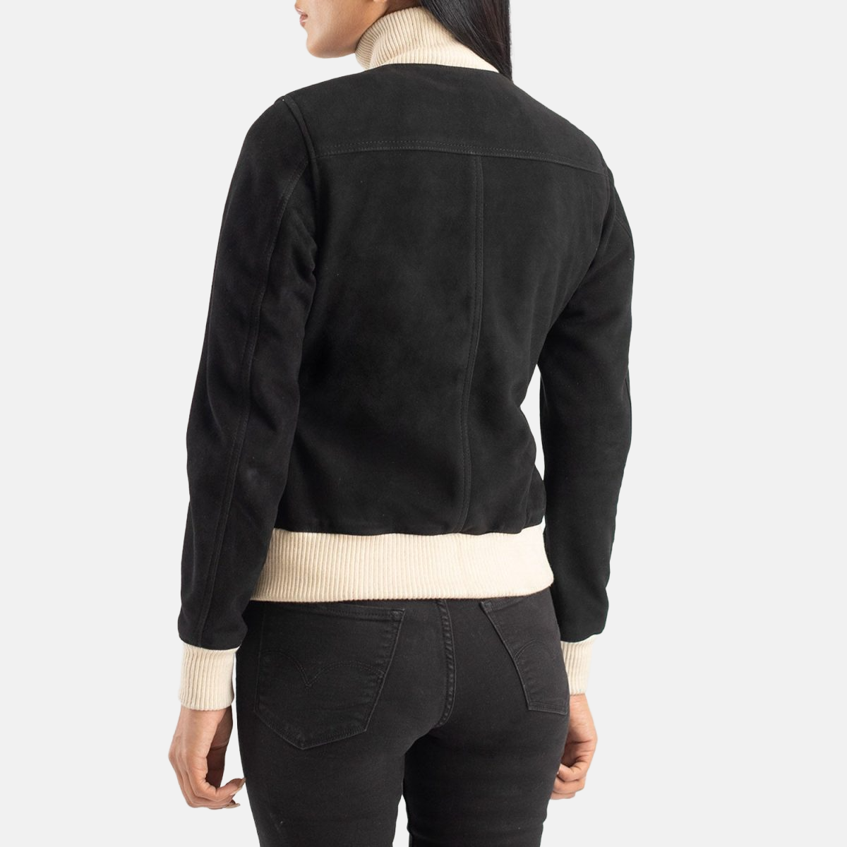 Women's Sasha A1 Black Suede Leather Bomber Jacket