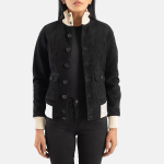 Women's Sasha A1 Black Suede Leather Bomber Jacket