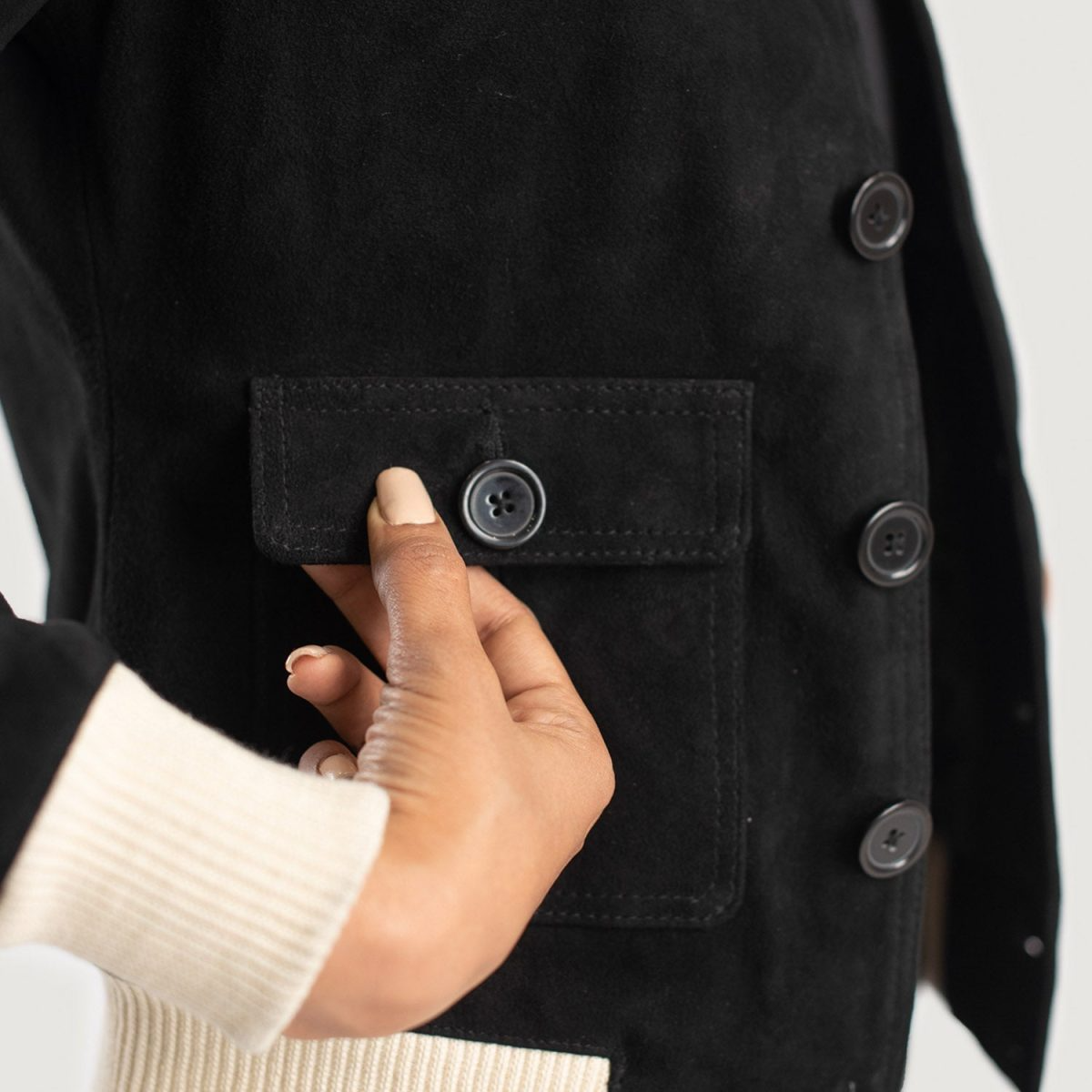 Women's Sasha A1 Black Suede Leather Bomber Jacket