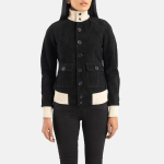 Women's Sasha A1 Black Suede Leather Bomber Jacket