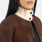 Women's Sasha A1 Mocha Suede Leather Bomber Jacket