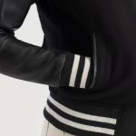 Women's Savant Black Hybrid Varsity Bomber Jacket