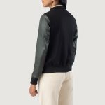 Women's Savant Green Hybrid Varsity Bomber Jacket