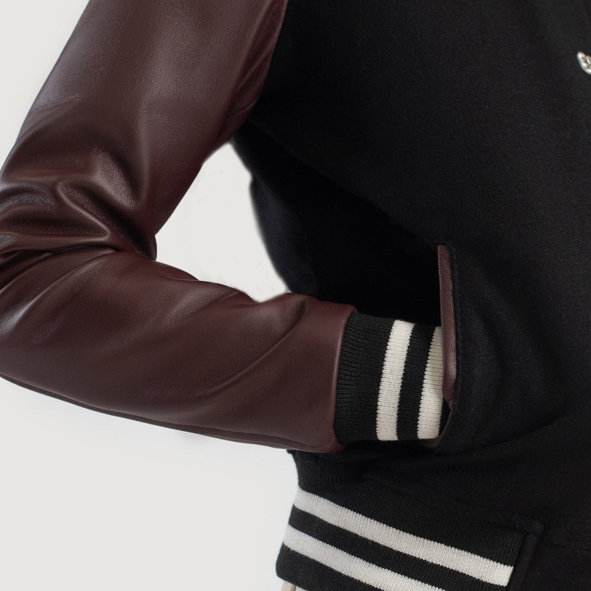 Women's Savant Maroon Hybrid Varsity Bomber Jacket