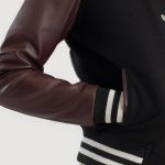 Women's Savant Maroon Hybrid Varsity Bomber Jacket