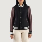 Women's Savant Maroon Hybrid Varsity Bomber Jacket