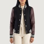 Women's Savant Maroon Hybrid Varsity Bomber Jacket