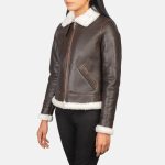 Women's B-3 Brown Leather Bomber Jacket