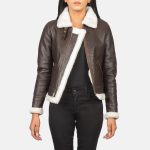 Women's B-3 Brown Leather Bomber Jacket
