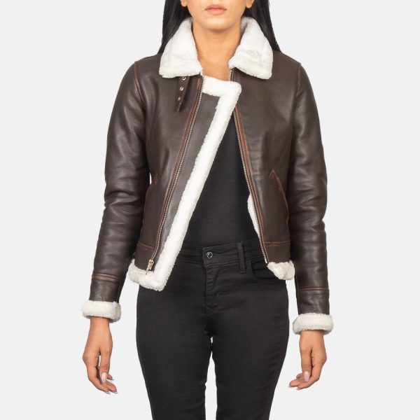 Women's B-3 Brown Leather Bomber Jacket
