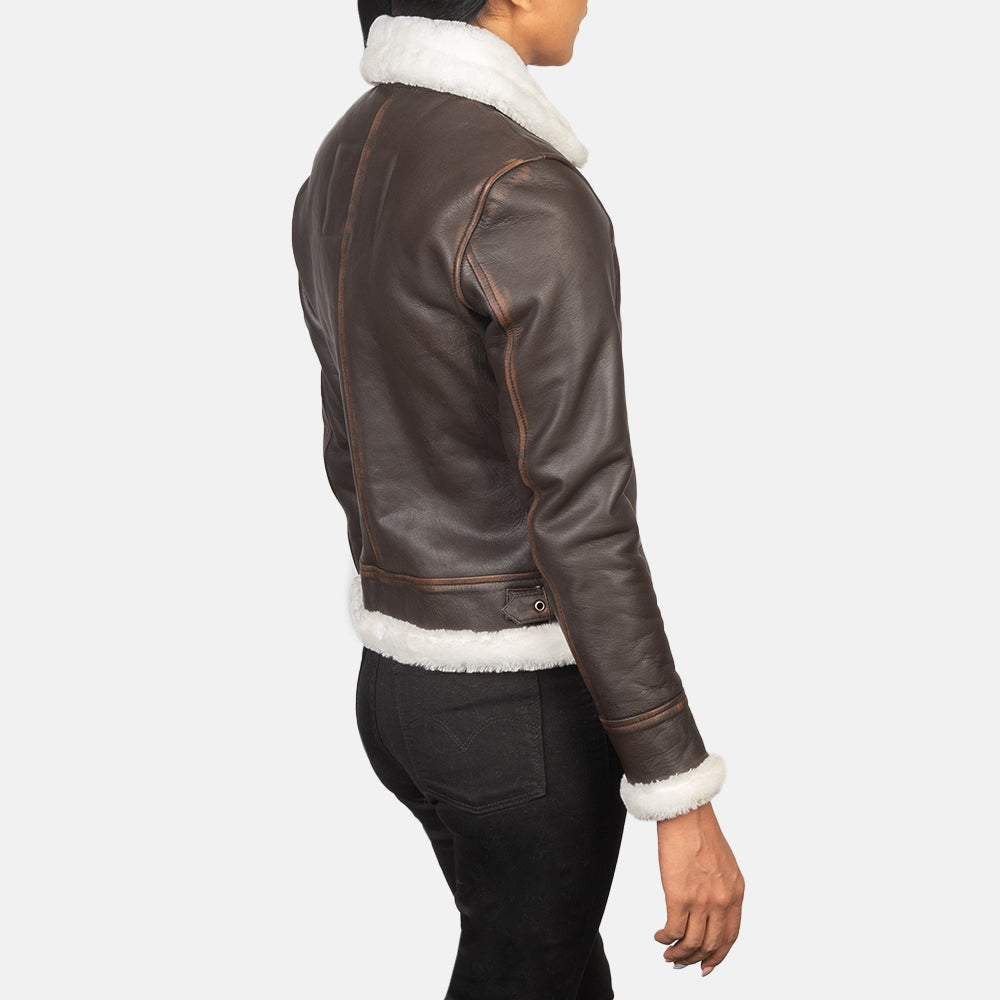 Women's B-3 Brown Leather Bomber Jacket