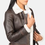 Women's B-3 Brown Leather Bomber Jacket