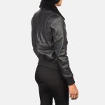 Women's Stella G-1 Black Leather Bomber Jacket