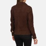 Women's Suzy Mocha Suede Leather Trucker Jacket