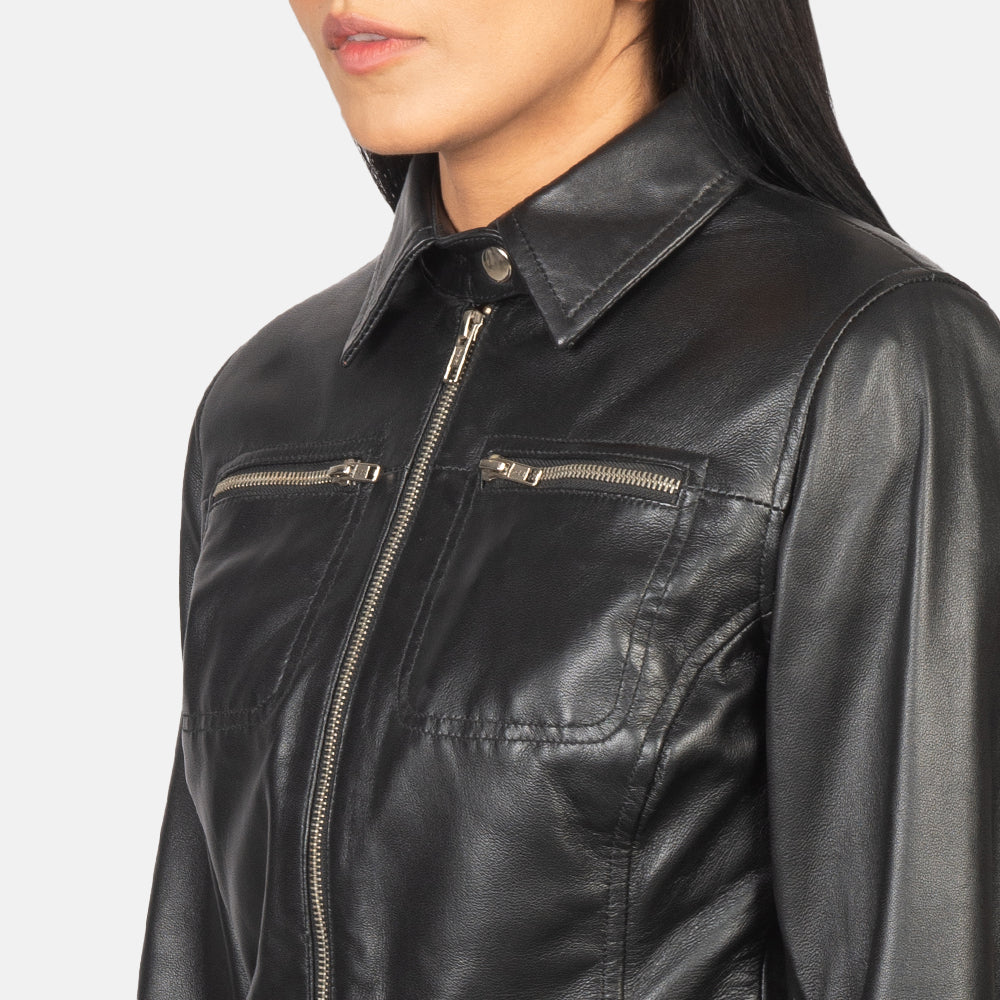 Women's Tomachi Black Real Sheepskin Leather Jacket