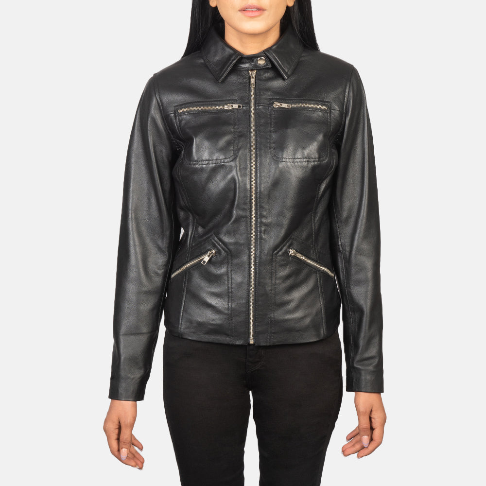 Women's Tomachi Black Real Sheepskin Leather Jacket