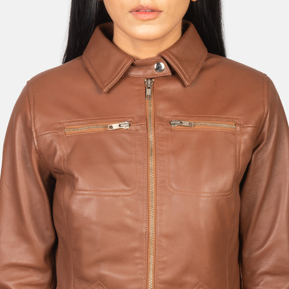 Women's Tomachi Brown Real Sheepskin Leather Jacket