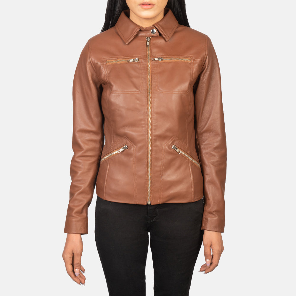 Women's Tomachi Brown Real Sheepskin Leather Jacket