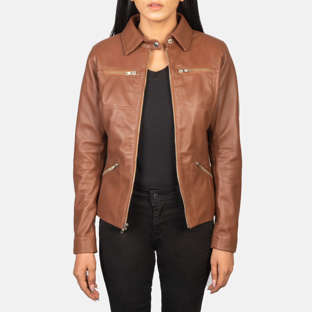 Women's Tomachi Brown Real Sheepskin Leather Jacket