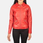 Women's Tomachi Red Real Sheepskin Leather Jacket