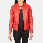 Women's Tomachi Red Real Sheepskin Leather Jacket