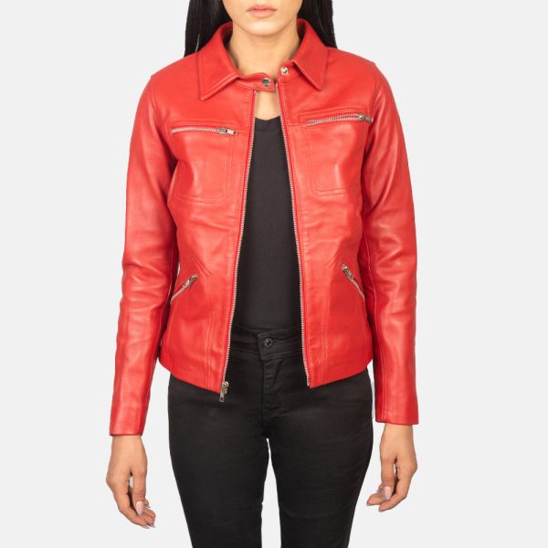 Women's Tomachi Red Real Sheepskin Leather Jacket