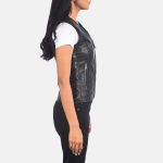 Women's Vanda Black Leather Biker Vest