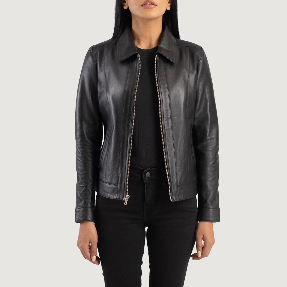 Women's Vixen Black Classic Collar Leather Jacket