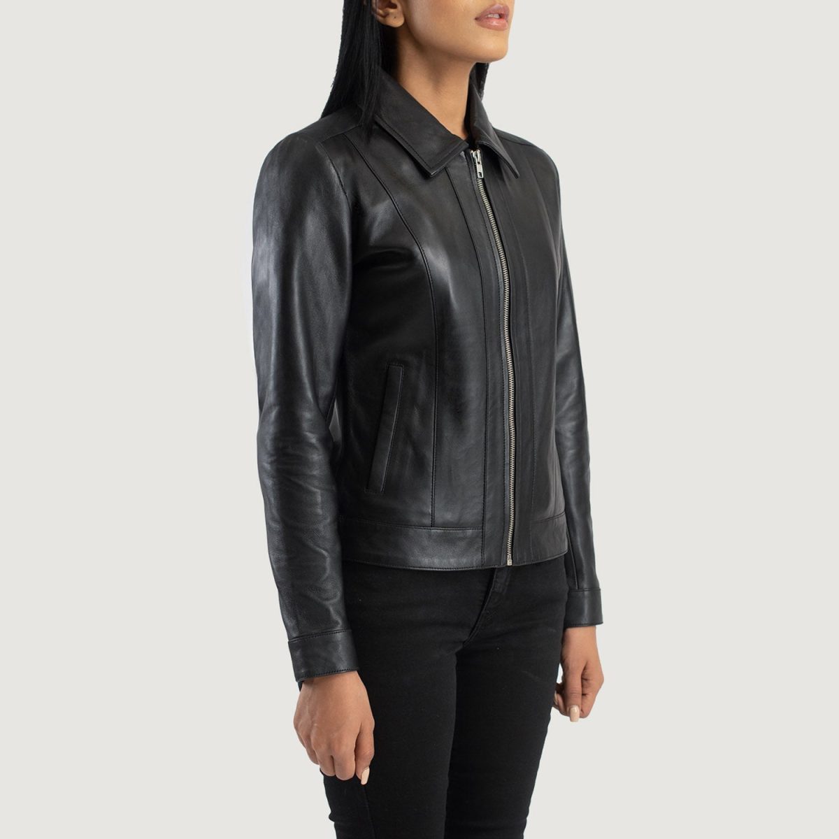Women's Vixen Black Classic Collar Leather Jacket