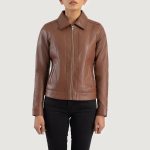 Women's Vixen Brown Classic Collar Leather Jacket