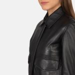 Women's Westa A-2 Black Leather Bomber Jacket