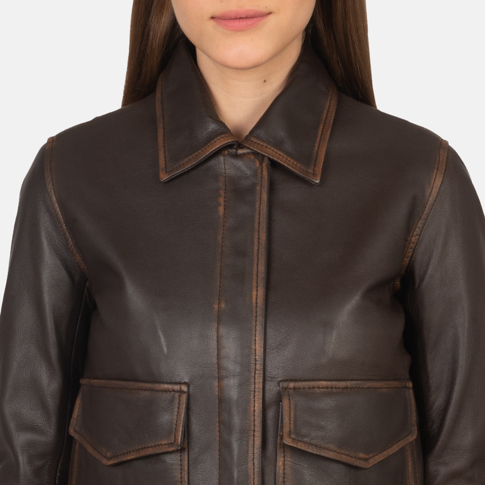 Women's Westa A-2 Brown Leather Bomber Jacket