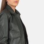 Women's Westa A-2 Green Leather Bomber Jacket