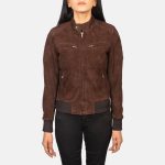 Women's Zenna Mocha Leather Biker Bomber Jacket